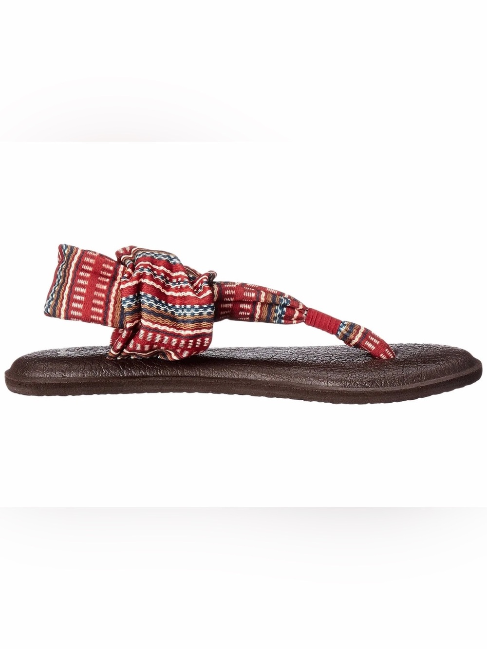 Sanuk Yoga Sling 2 sandals vibrant red and tribal-print stretch strap size 10